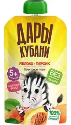Пюре Дары Кубани яблоко-персик с 5 месяцев, 90г