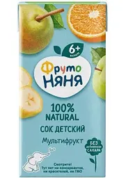 Сок детский ФрутоНяня Мультифрукт, с 6 месяцев, 0,2л