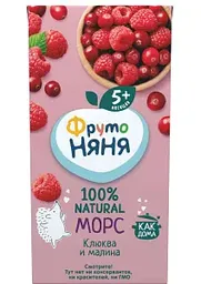 Морс ФрутоНяня Клюква и малина, 200мл