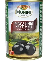 Маслины крупные Monini с костью Испания, 385г