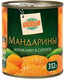 Мандарины Глобус дольками в сиропе, 312г
