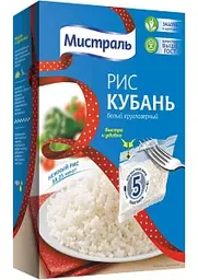 Рис круглозёрный Мистраль Кубань белый, 400г