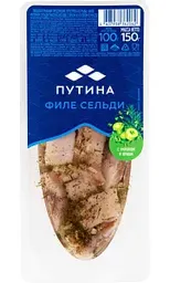 Сельдь филе-кусочки «Путина» в масле с луком и укропом, 150г
