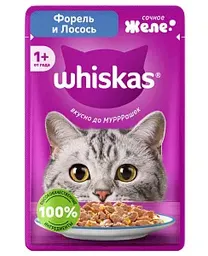 Влажный корм для кошек Whiskas форель-лосось в желе, 75г