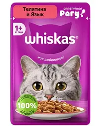 Влажный корм для кошек Whiskas телятина-язык рагу, 75г