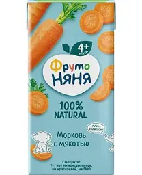 Нектар детский ФрутоНяня Морковь с мякотью, с 4 месяцев, 0,2л