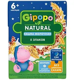 Каша мультизлаковая молочная Gipopo с 6 месяцев, 200мл