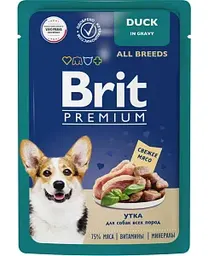 Влажный корм для собак всех пород Brit Premium утка в соусе, 85г