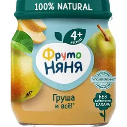 Пюре ФрутоНяня Груша, с 4 месяцев, 100г