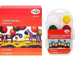 Набор для творчества Гамма Мультики: пластилин+акварель, 8цветов
