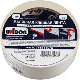Клейкая лента малярная Unibob на бумажной основе 38 мм, 40м