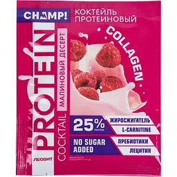 Коктейль протеиновый Champ! малиновый десерт, 30г