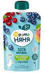 Пюре ФрутоНяня Витаминный салатик с черникой с 5 месяцев, 90г