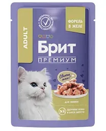 Влажный корм для кошек Брит Премиум форель в желе,85г