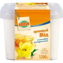 Мёд кремовый Глобус хлопковый натуральный, 1,2кг
