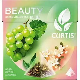 Чай зелёный Curtis Beauty Виноград + витамины В6, В9, 15×1,7г