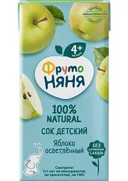 Сок детский осветлённый ФрутоНяня Яблоко, с 4 месяцев, 0,2л