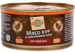 Мясо кур Глобус в собственном соку, 325г