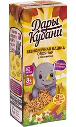 Каша жидкая детская безмолочная Дары Кубани овсяная с бананом, с 8 месяцев, 200мл