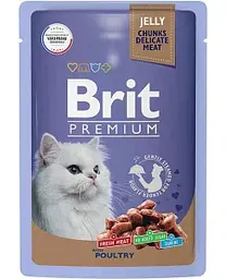 Влажный корм для кошек Brit Premium ассорти птиц в желе, 85г