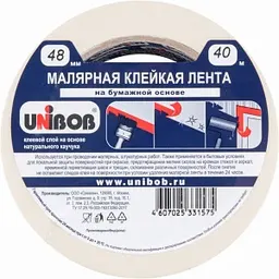 Клейкая лента малярная Unibob на бумажной основе, 48 мм × 40м