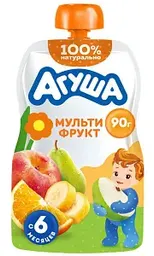 Пюре фруктовое Агуша мультифрукт с 6 месяцев, 90г