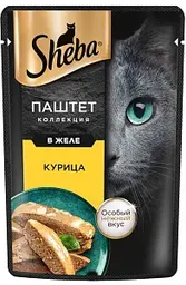 Влажный корм для кошек Sheba курица нежный паштет в желе, 75г