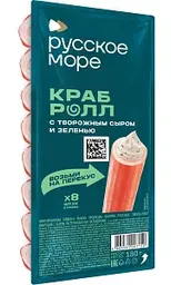 Краб-роллы охлаждённые Русское море с творожным сыром и зеленью, 180г