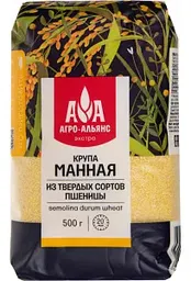 Крупа манная Агро-Альянс из твердых сортов пшеницы, 500г