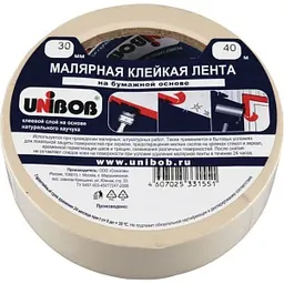 Клейкая лента малярная Unibob на бумажной основе 30 мм, 40м