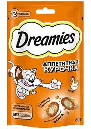 Лакомство для кошек Dreamies аппетитная курочка с 2 месяцев, 60г