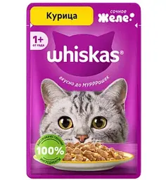 Влажный корм для кошек Whiskas курица в желе, 75г