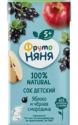 Сок детский осветлённый ФрутоНяня Яблоко и Чёрная смородина, с 5 месяцев, 0,2л