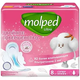 Прокладки Molped Двойное совершенство Ultra Super 8шт.