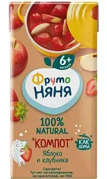 Компот детский ФрутоНяня Яблоко и клубника, с 6 месяцев, 0,2л