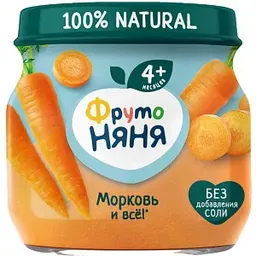 Пюре ФрутоНяня Морковь, с 4 месяцев, 80г