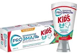 Зубная паста детская Sensodyne ProЭмаль Kids клубничный коктейль с 2 до 6 лет, 50мл