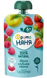 Пюре ФрутоНяня Яблоко, клубника, малина, с 6 месяцев, 90г