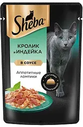 Влажный корм для кошек Sheba кролик-индейка ломтики в соусе, 75г