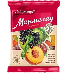 Мармелад Ударница Яблоко-персик-вишня, 275г