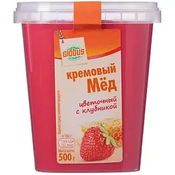 Мёд кремовый Глобус цветочный с клубникой, 500г