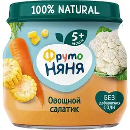 Пюре ФрутоНяня Овощной салатик, с 5 месяцев, 80г