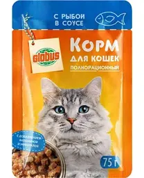 Влажный корм для кошек Глобус рыба в соусе, 75г