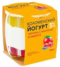 Йогурт Коломенский Черника Малина Манго 5%, 170г