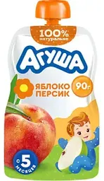 Пюре фруктовое Агуша яблоко-персик с 5 месяцев, 90г
