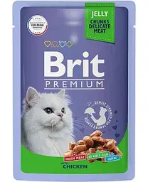 Влажный корм для кошек Brit Premium цыпленок в желе, 85г