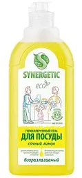 Средство для мытья посуды и детских игрушек Synergetic Сочный лимон, 500мл