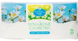 Салфетки бумажные Ромашкин луг белые однослойные с тиснением, 24см, 200шт