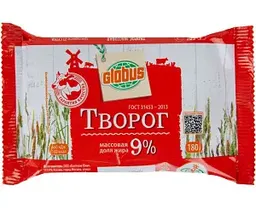 Творог Глобус 9%, 180г