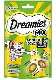 Лакомство для кошек Dreamies Mix курица-кошачья мята, 60г